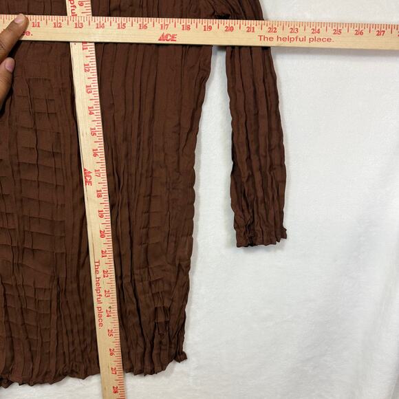 Faded Glory M Brown 3/4 Top Boho Whimsygoth Summer Cottage Fairy Sequin Plisse - Picture 6 of 10